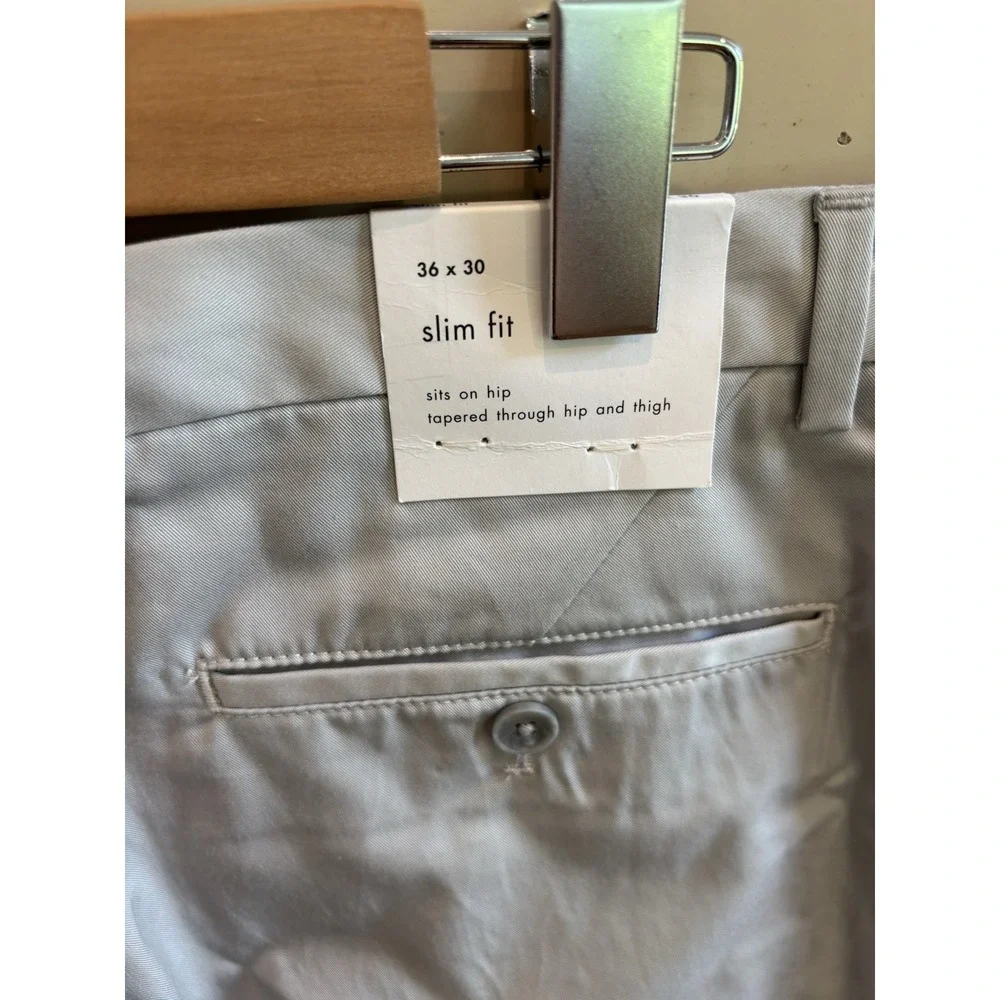 Calvin Klein Slim Fit Gray Chino Pants 36x30 NWT Cotton Soft‎ Stretch Work Pants